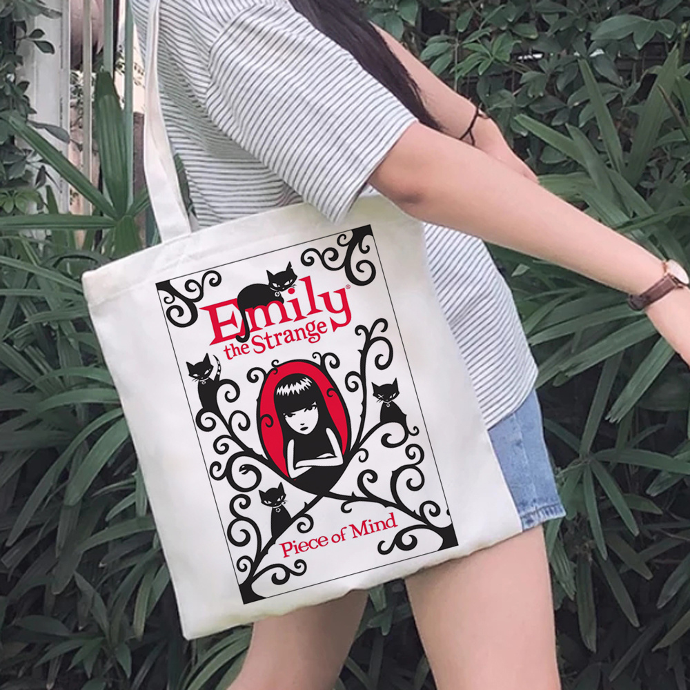 Women Bags Jute - Emily the strange shopping bag shopper