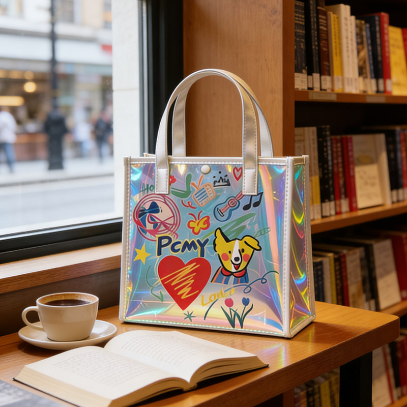 Women Bags Lv - Borsa Tote Olografica da Donna, Impermeabile,