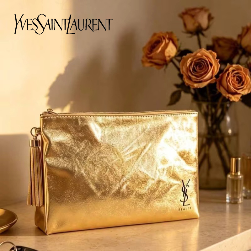 Women Bags Ysl - Borsa Cosmetica Dorata YSL, Pochette Multifunzionale