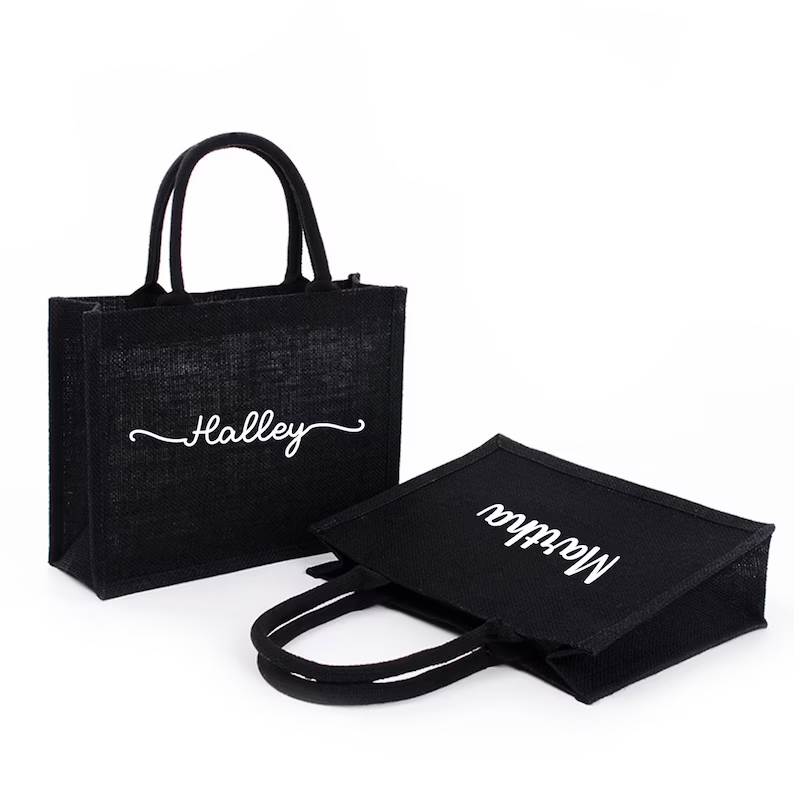 Women Bags Jute - Borse tote personalizzate in tela nera