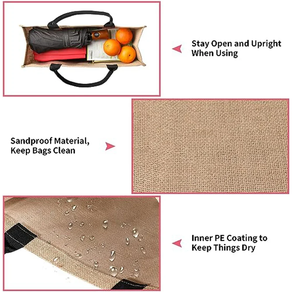 Borsa Tote in Lino con Motivo  - Women Bags Jute recensione e prezzo